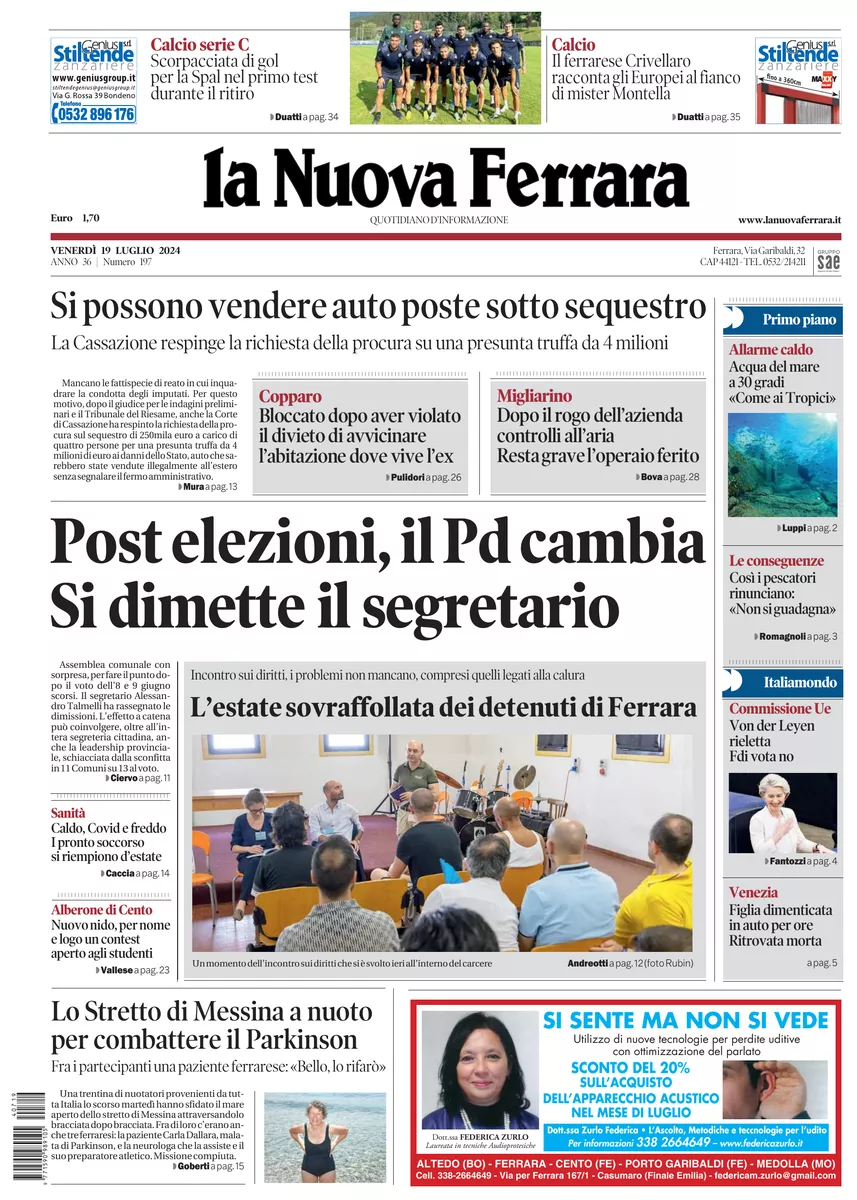 Prima-pagina-nuova ferrara-oggi-edizione-del-2024-07-19